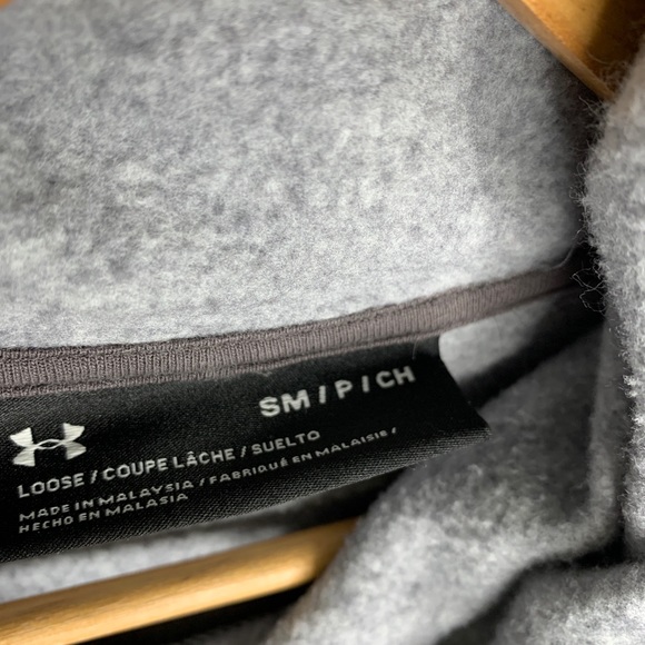 Under Armour Loose Size Small Womens Funnel Neck Hoodie Gray Large Decal - Picture 4 of 10